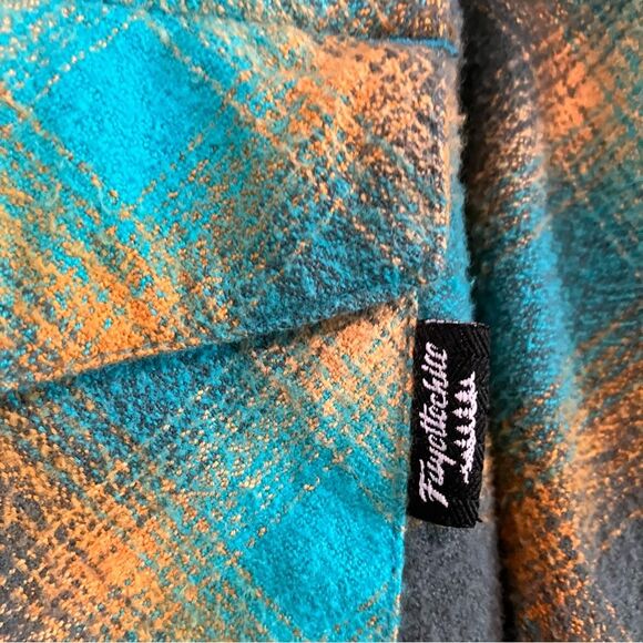 Fayettechill Teal and Orange Plaid 100% Cotton Flannel Shirt Women's Size M - Picture 5 of 12